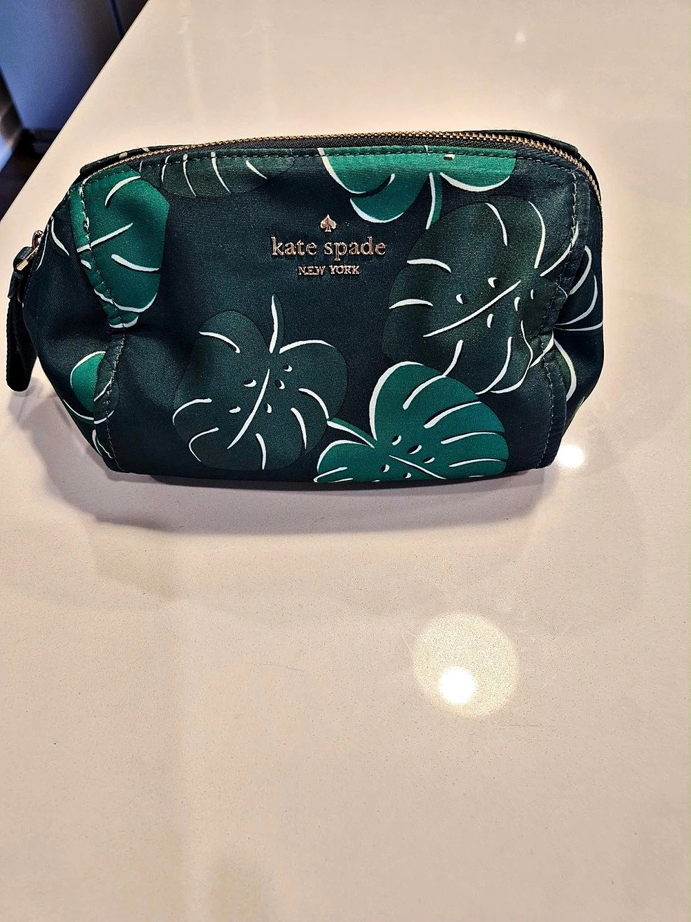 Kate Spade Floral Cosmetic Pouch in Green & Black